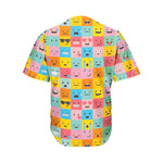 Colorful Emoji Pattern Print Men's Baseball Jersey