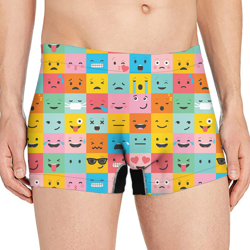 Colorful Emoji Pattern Print Men's Boxer Briefs