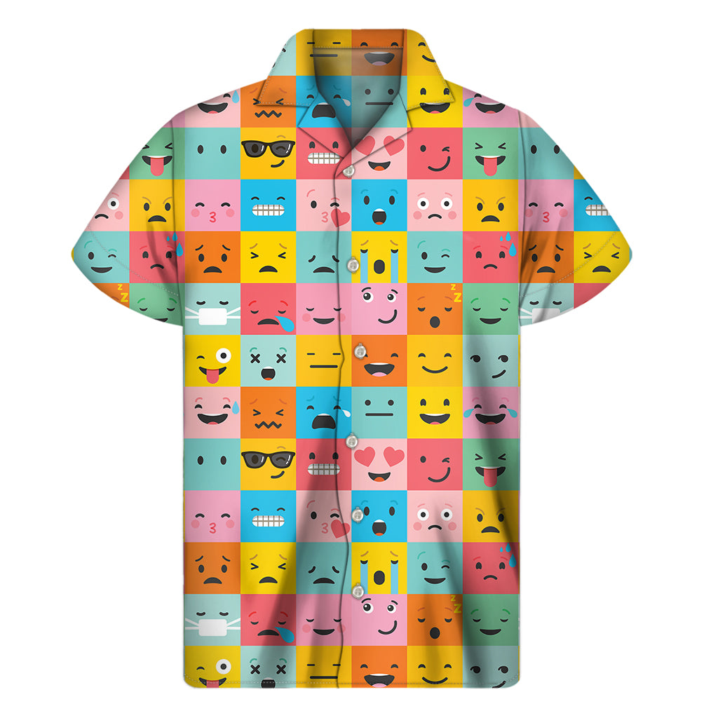 Colorful Emoji Pattern Print Men's Short Sleeve Shirt