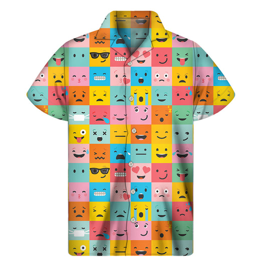 Colorful Emoji Pattern Print Men's Short Sleeve Shirt