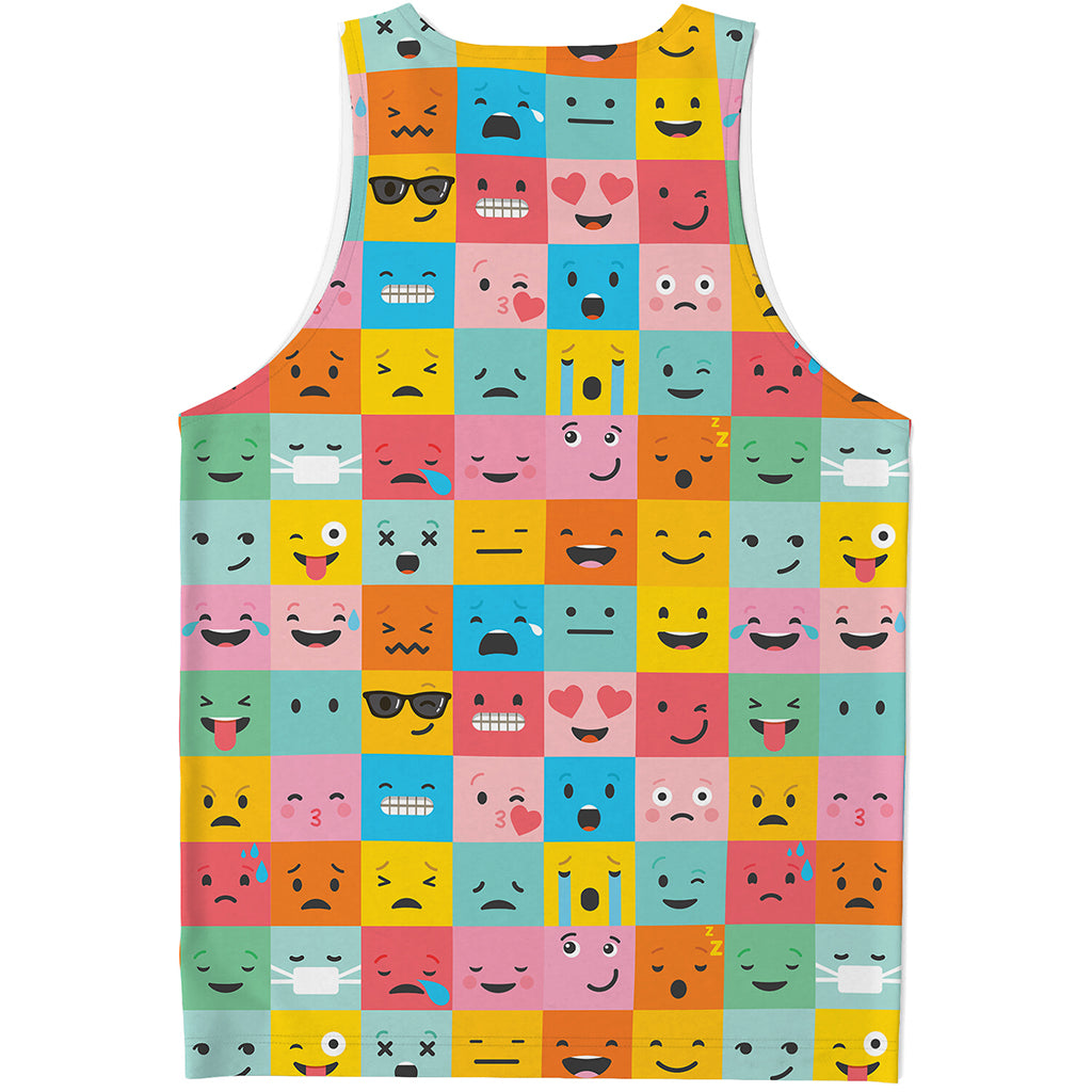 Colorful Emoji Pattern Print Men's Tank Top
