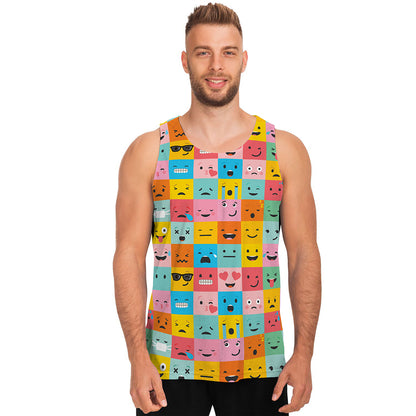 Colorful Emoji Pattern Print Men's Tank Top