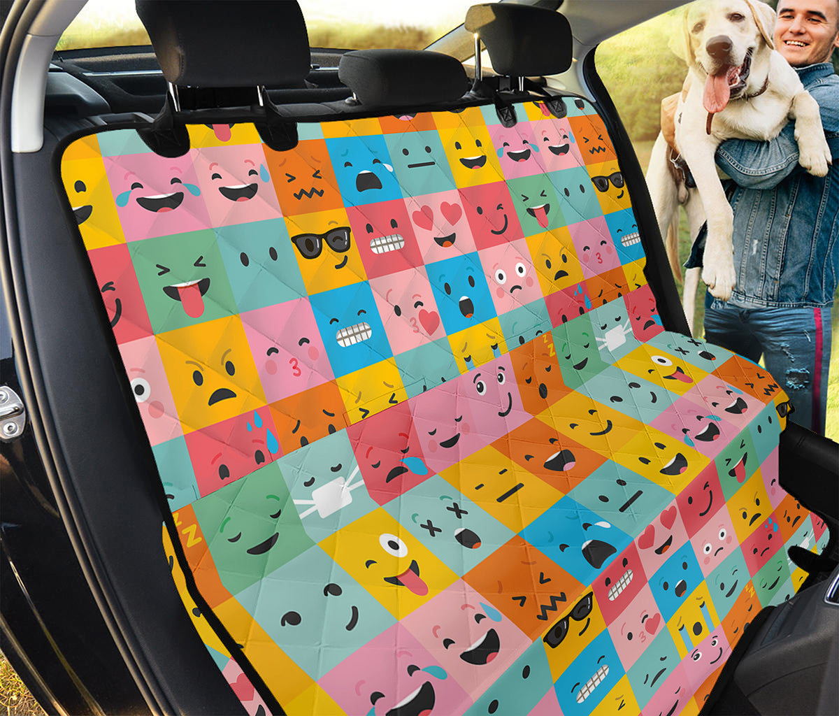 Colorful Emoji Pattern Print Pet Car Back Seat Cover