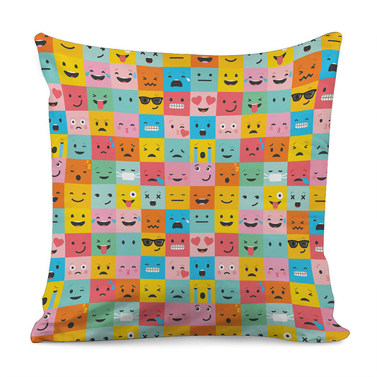 Colorful Emoji Pattern Print Pillow Cover