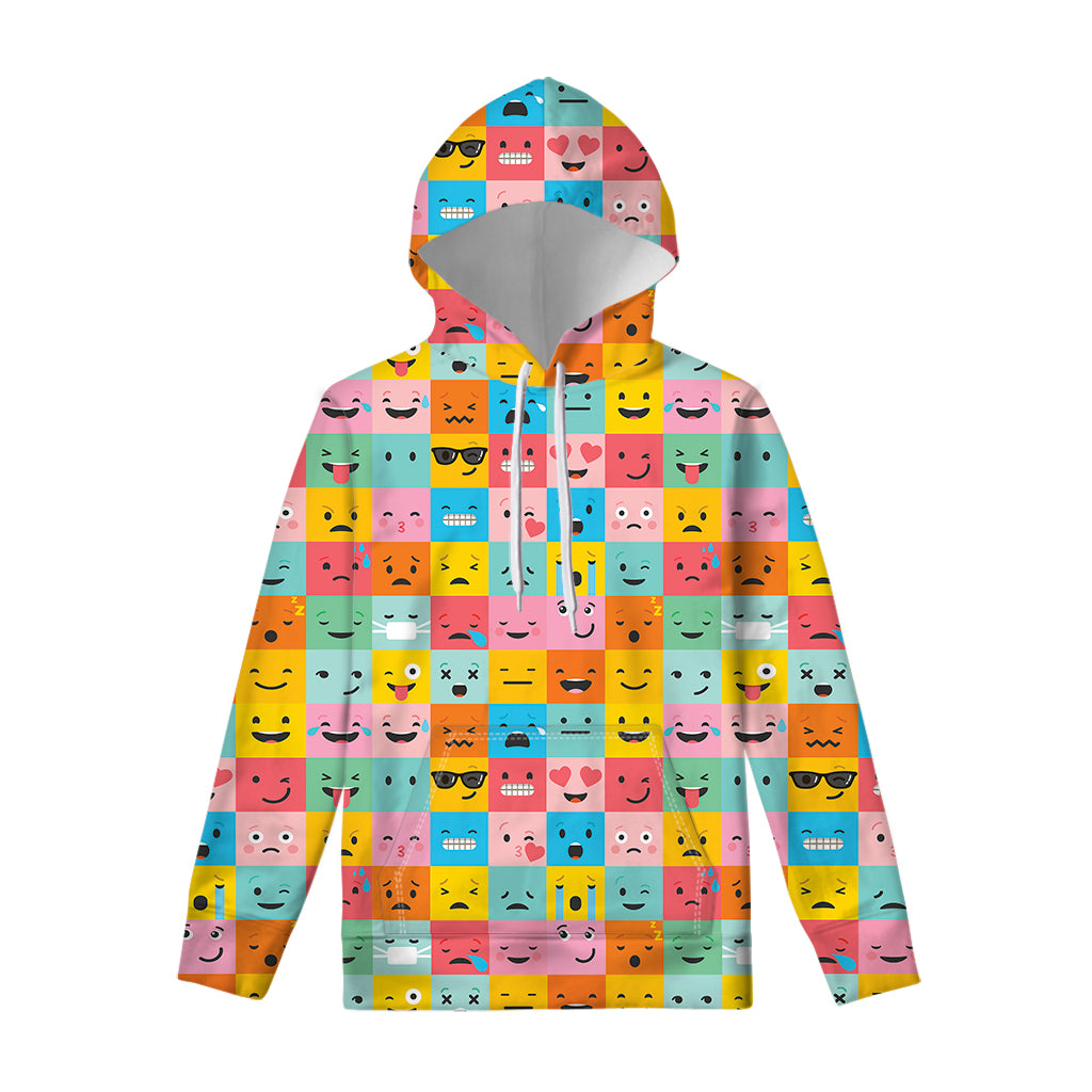Colorful Emoji Pattern Print Pullover Hoodie