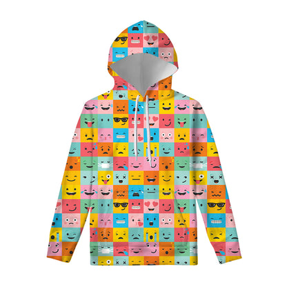 Colorful Emoji Pattern Print Pullover Hoodie