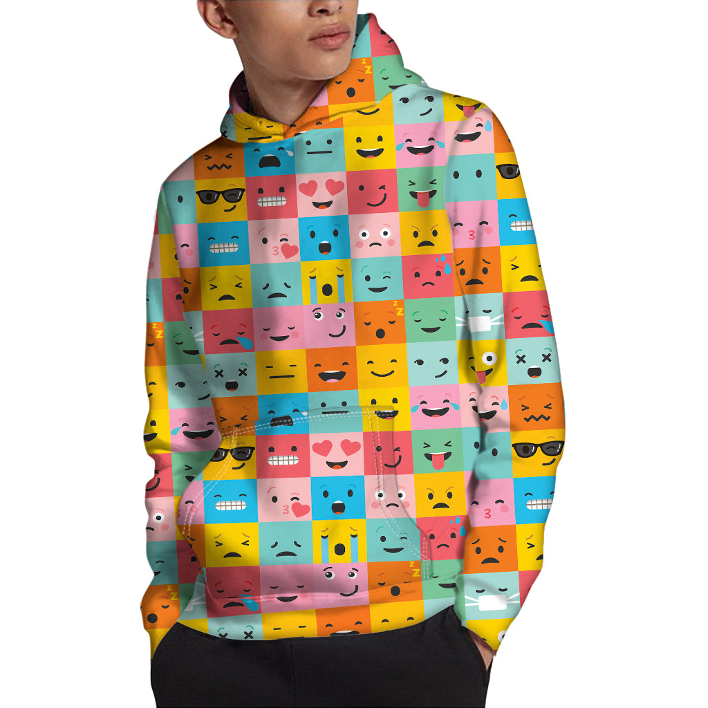 Colorful Emoji Pattern Print Pullover Hoodie