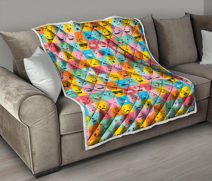 Colorful Emoji Pattern Print Quilt