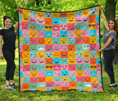 Colorful Emoji Pattern Print Quilt