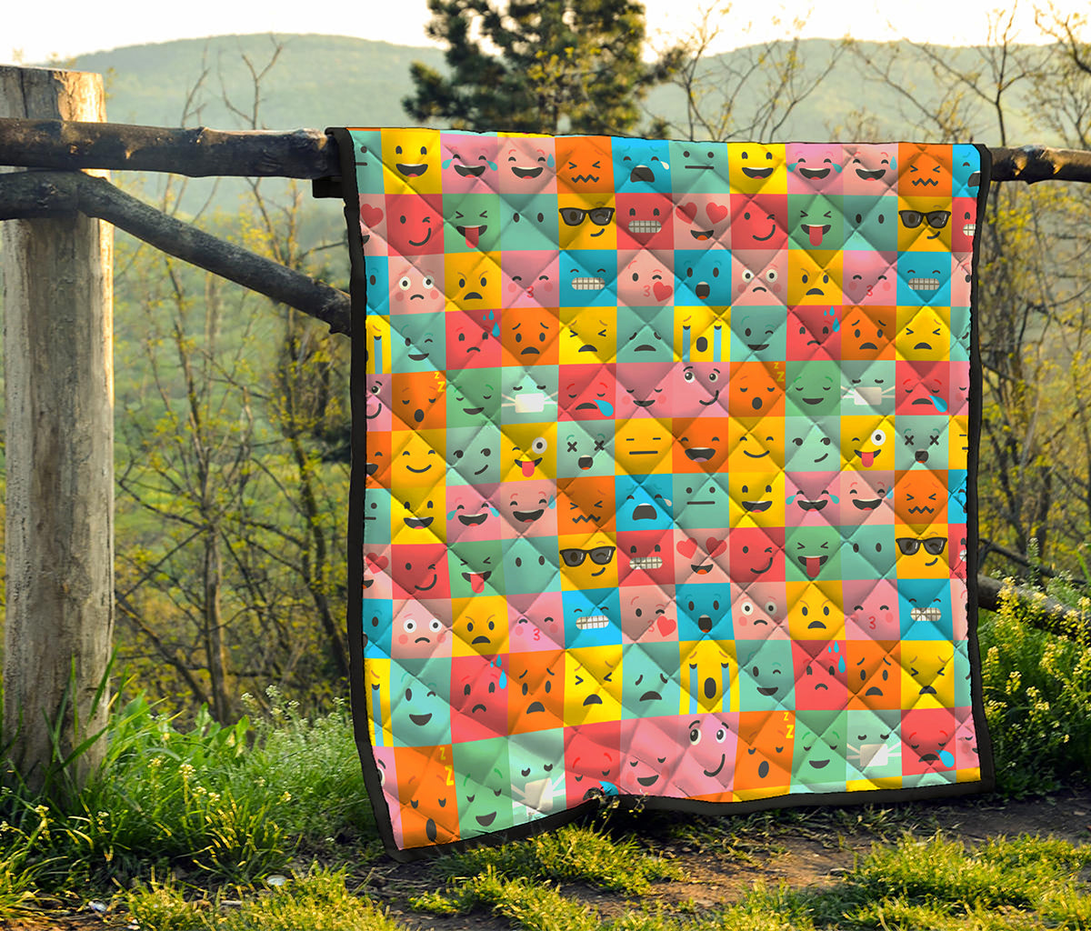 Colorful Emoji Pattern Print Quilt