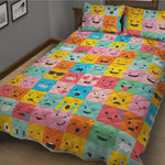 Colorful Emoji Pattern Print Quilt Bed Set