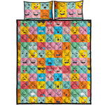 Colorful Emoji Pattern Print Quilt Bed Set