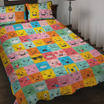 Colorful Emoji Pattern Print Quilt Bed Set
