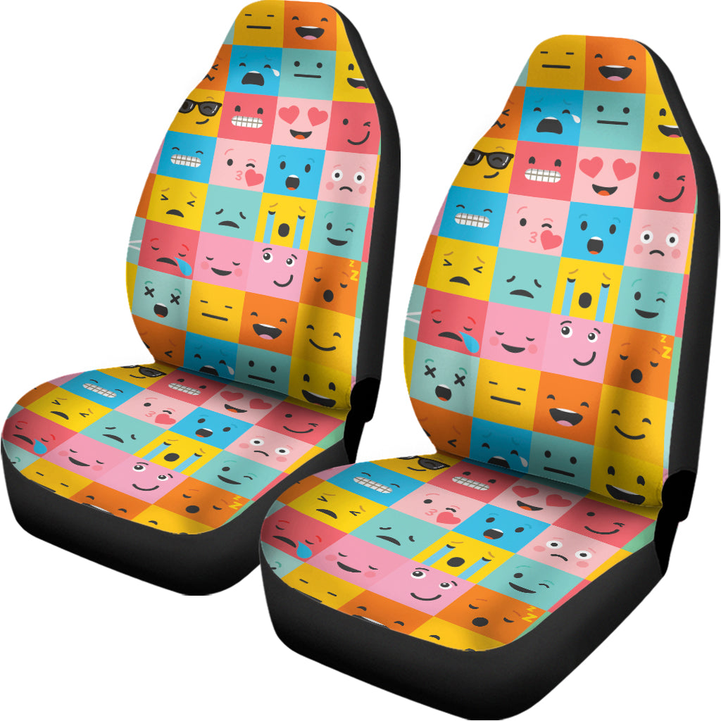 Colorful Emoji Pattern Print Universal Fit Car Seat Covers