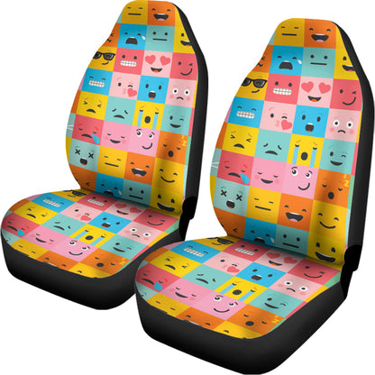 Colorful Emoji Pattern Print Universal Fit Car Seat Covers