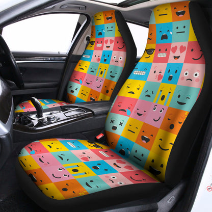 Colorful Emoji Pattern Print Universal Fit Car Seat Covers