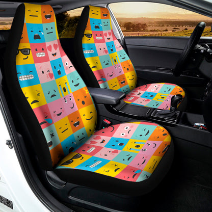 Colorful Emoji Pattern Print Universal Fit Car Seat Covers
