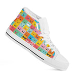 Colorful Emoji Pattern Print White High Top Shoes