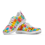 Colorful Emoji Pattern Print White Sneakers