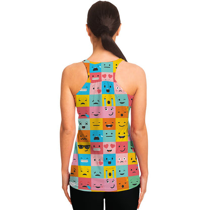 Colorful Emoji Pattern Print Women's Racerback Tank Top