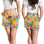 Colorful Emoji Pattern Print Women's Shorts