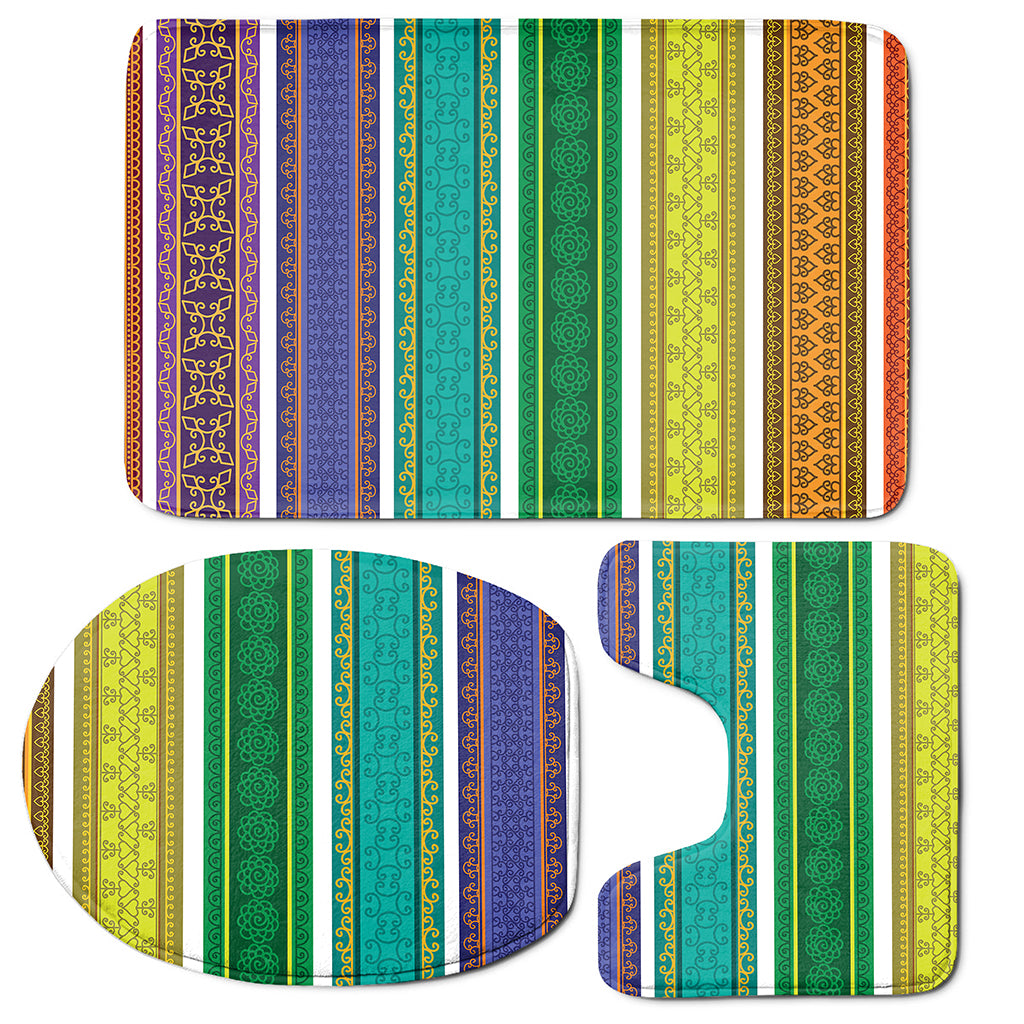 Colorful Ethnic Pattern Print 3 Piece Bath Mat Set