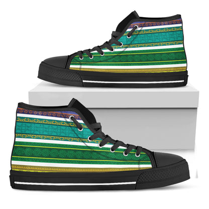 Colorful Ethnic Pattern Print Black High Top Shoes