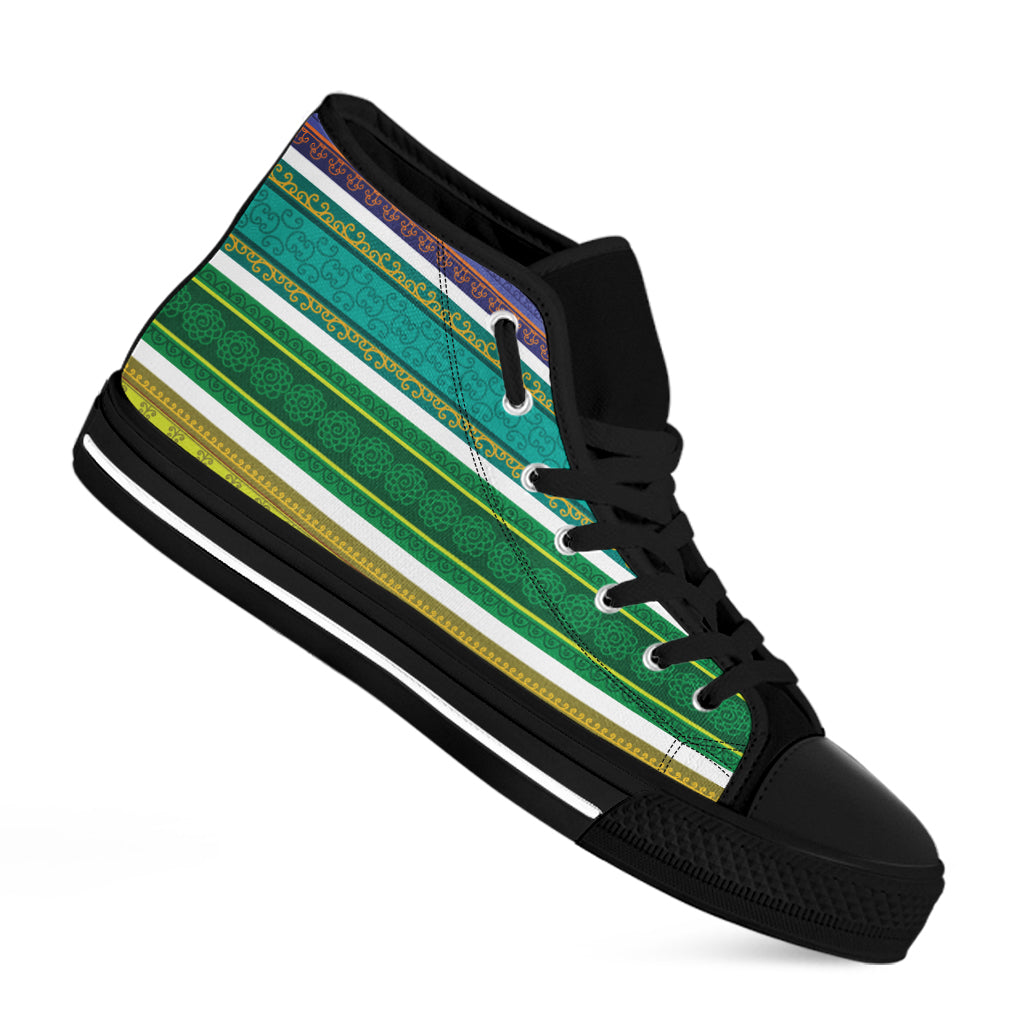 Colorful Ethnic Pattern Print Black High Top Shoes