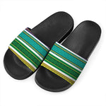 Colorful Ethnic Pattern Print Black Slide Sandals