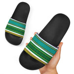 Colorful Ethnic Pattern Print Black Slide Sandals