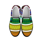 Colorful Ethnic Pattern Print Black Slip On Shoes