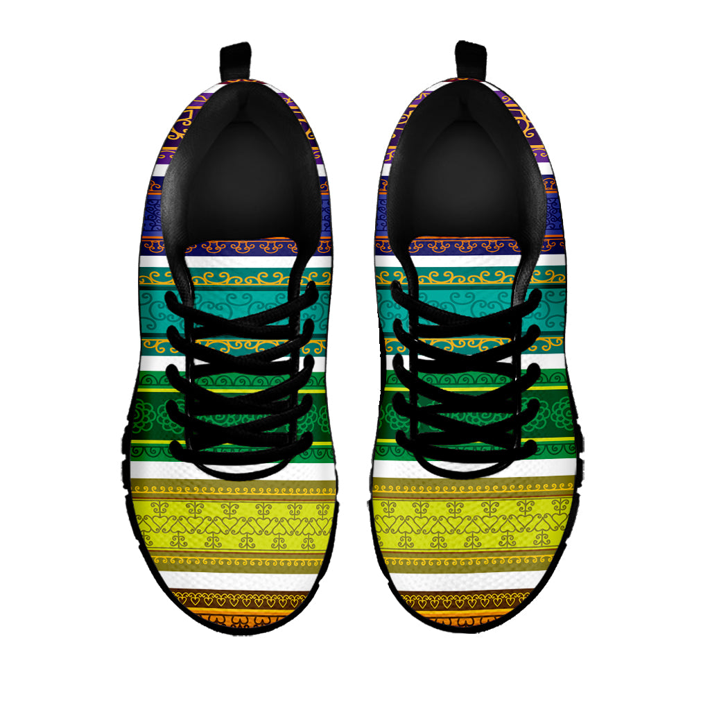 Colorful Ethnic Pattern Print Black Sneakers