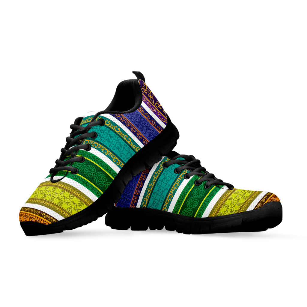 Colorful Ethnic Pattern Print Black Sneakers