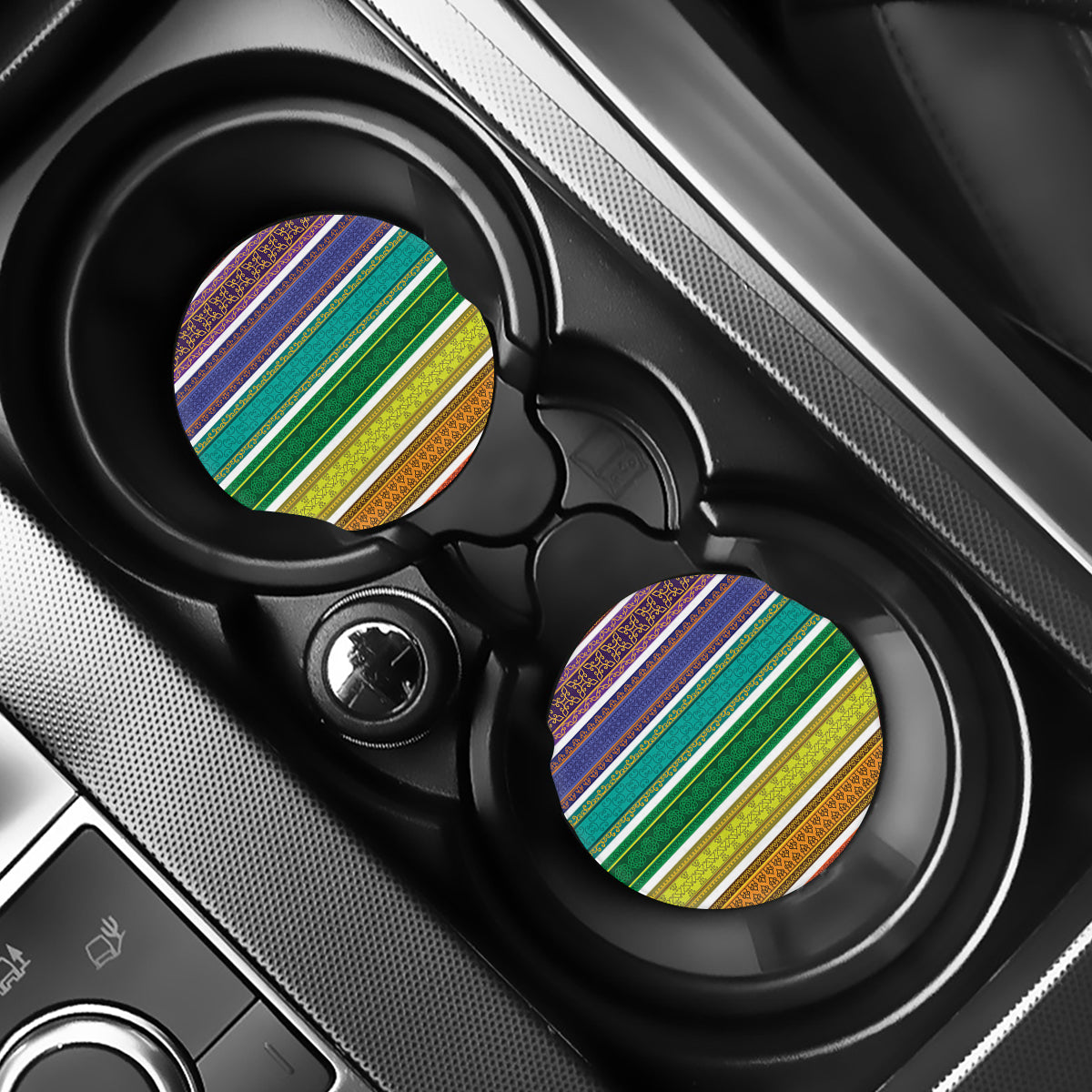 Colorful Ethnic Pattern Print Car Coasters