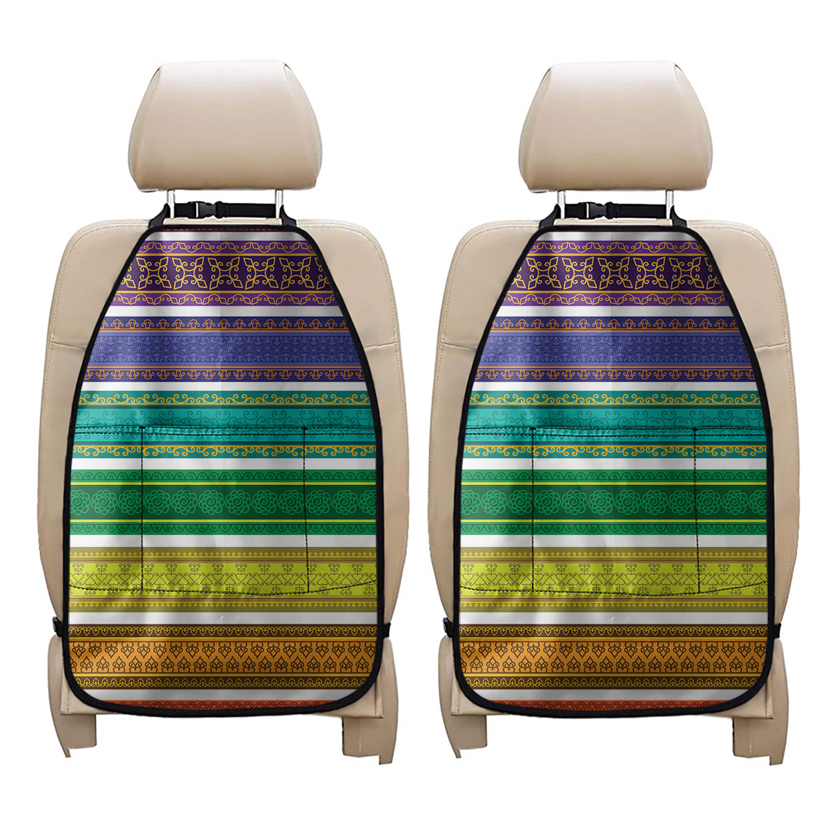 Colorful Ethnic Pattern Print Car Seat Organizers