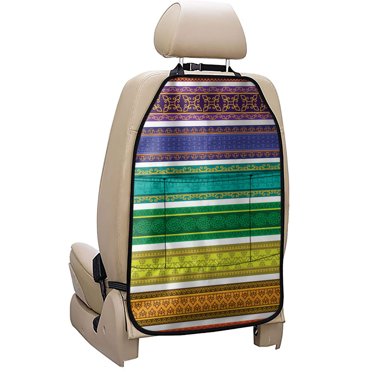 Colorful Ethnic Pattern Print Car Seat Organizers
