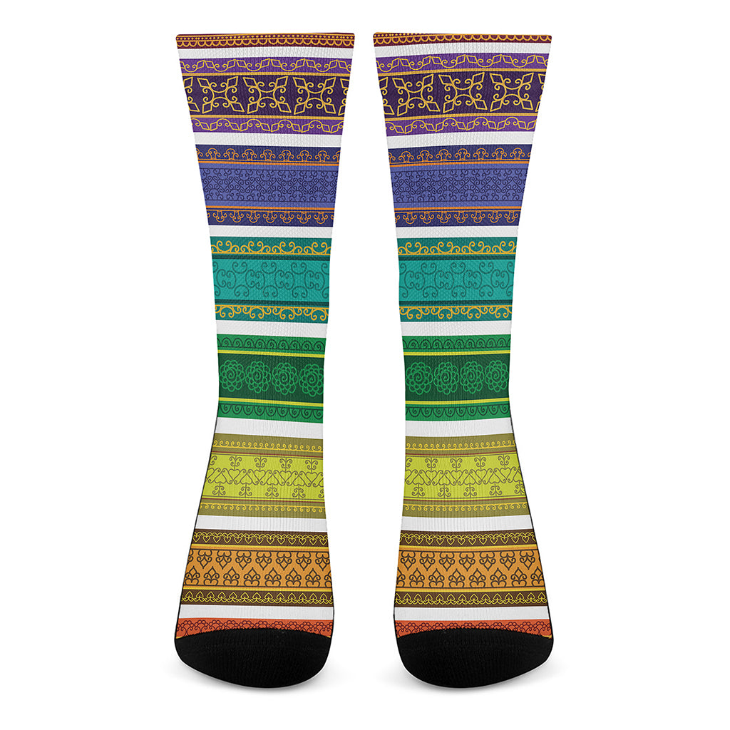 Colorful Ethnic Pattern Print Crew Socks