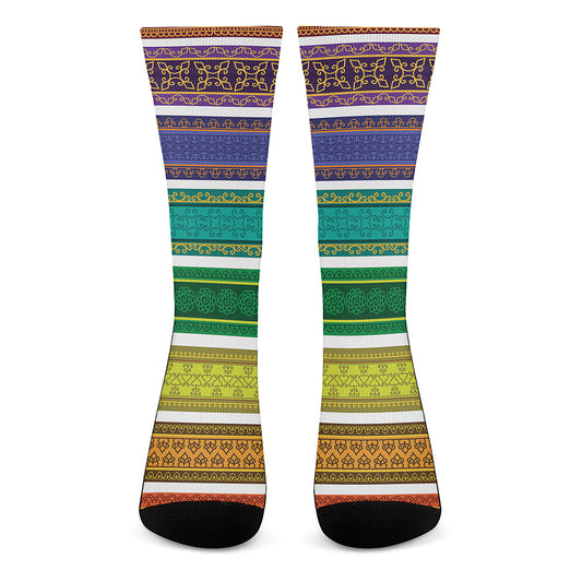 Colorful Ethnic Pattern Print Crew Socks