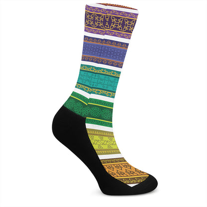Colorful Ethnic Pattern Print Crew Socks