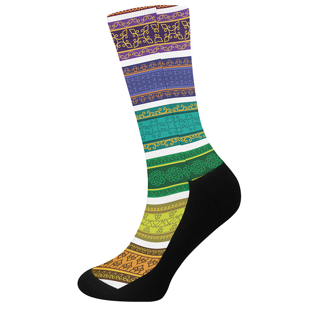 Colorful Ethnic Pattern Print Crew Socks