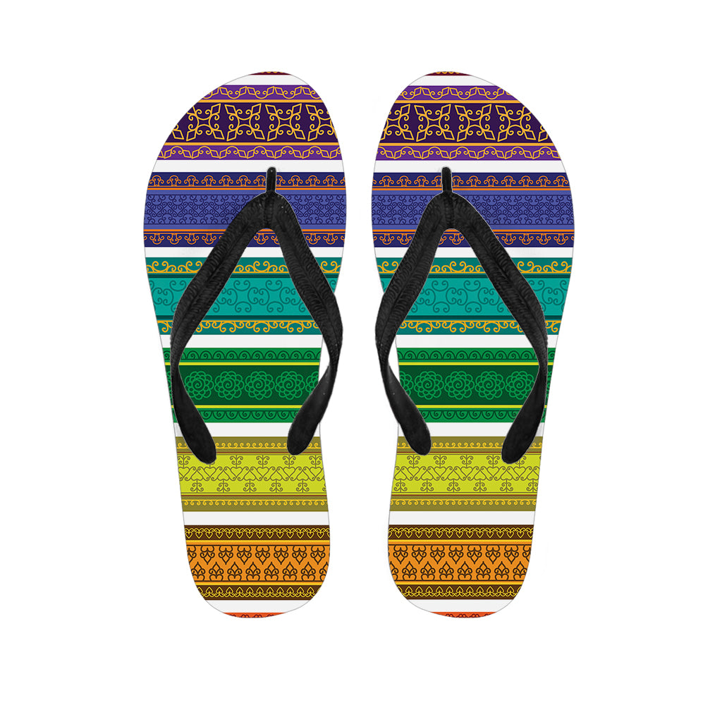 Colorful Ethnic Pattern Print Flip Flops