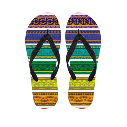 Colorful Ethnic Pattern Print Flip Flops