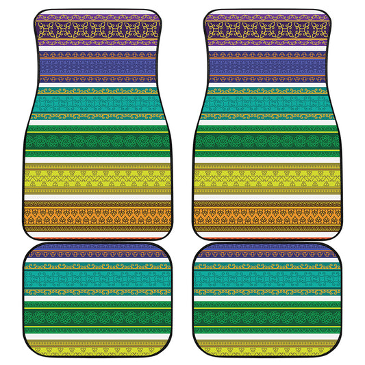 Colorful Ethnic Pattern Print Front and Back Car Floor Mats
