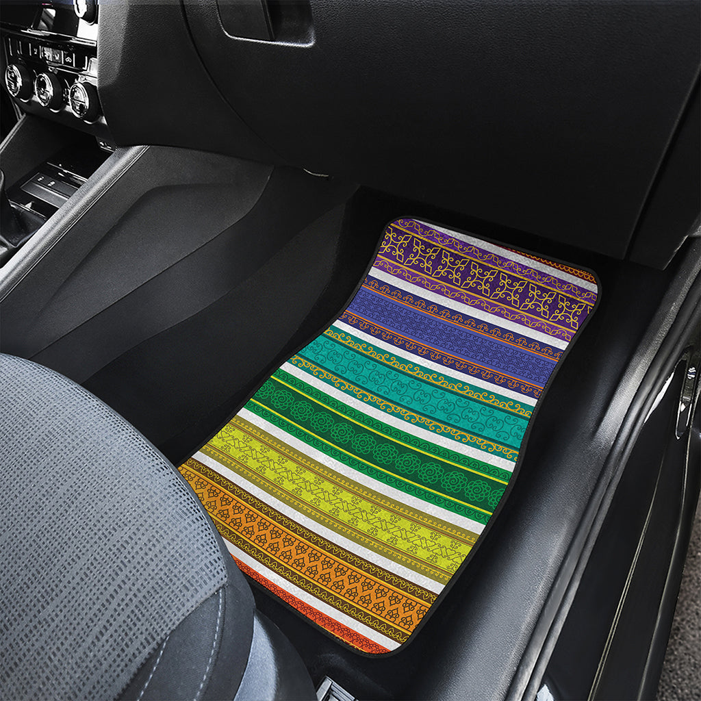 Colorful Ethnic Pattern Print Front and Back Car Floor Mats