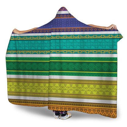 Colorful Ethnic Pattern Print Hooded Blanket
