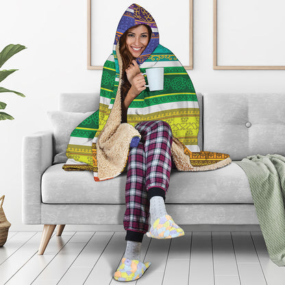 Colorful Ethnic Pattern Print Hooded Blanket