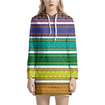 Colorful Ethnic Pattern Print Hoodie Dress