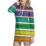 Colorful Ethnic Pattern Print Hoodie Dress