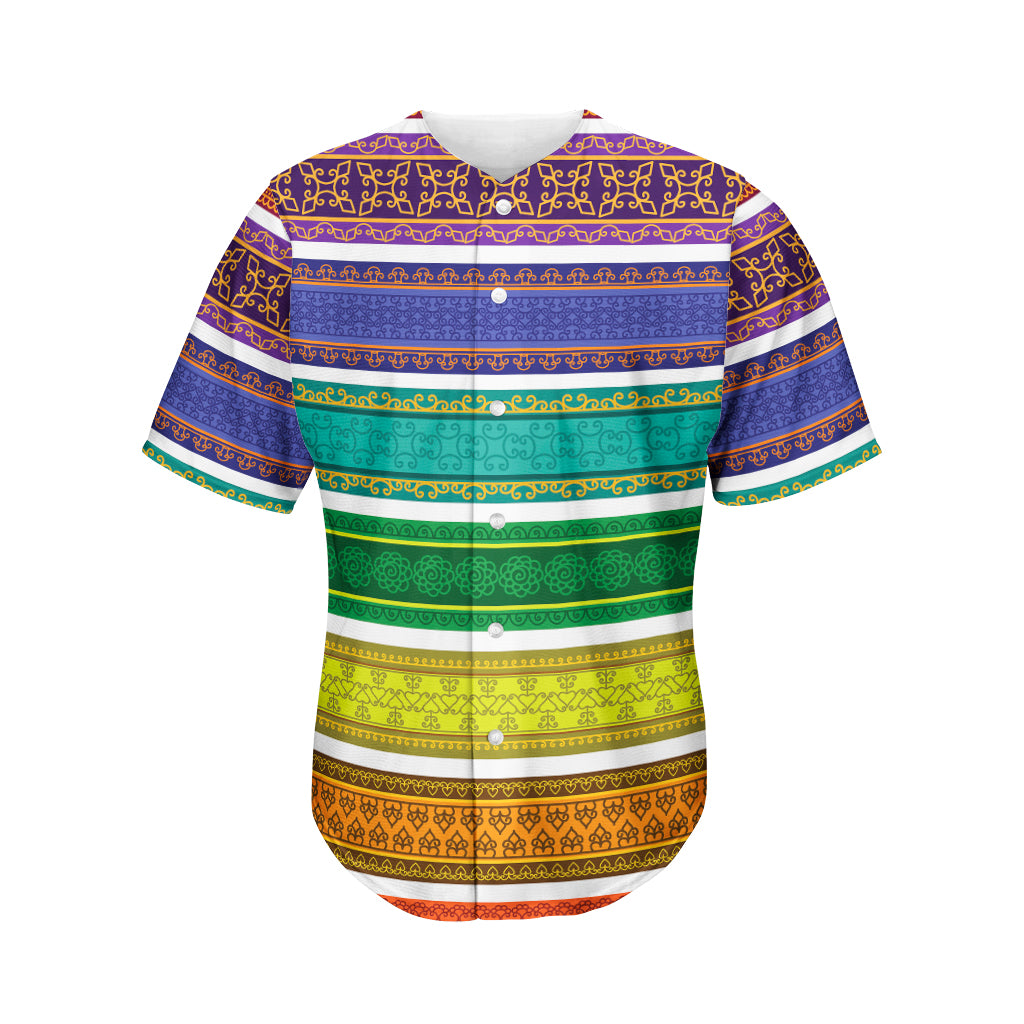 Colorful Ethnic Pattern Print Men's Baseball Jersey