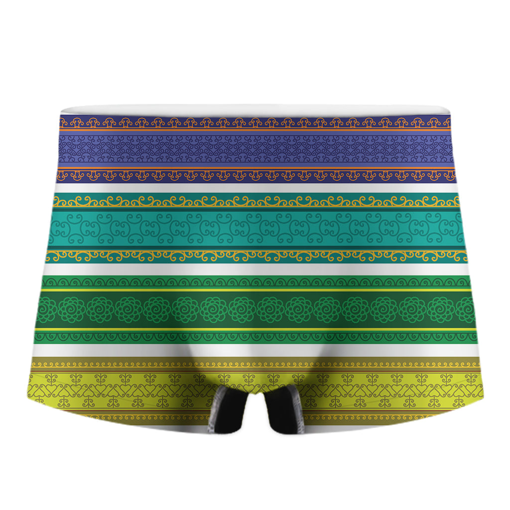 Colorful Ethnic Pattern Print Men's Boxer Briefs